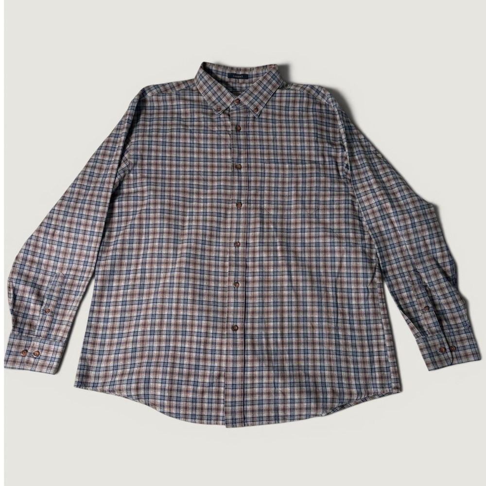 Pendleton Landry Mens XL Blue Brown Plaid Long Sleeve Button Down Shirt
